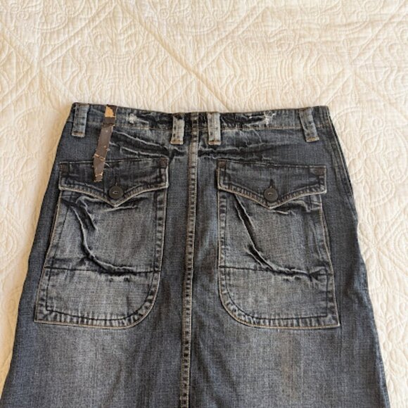 Denim skirt w Leather details- Made in Italy Size Small - Picture 11 of 16